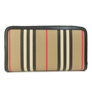 Burberry Around Long Zip Striped Wallet Leather